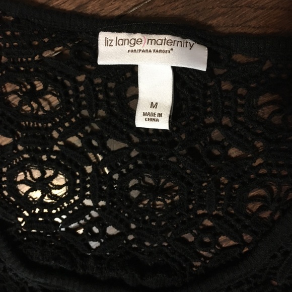 EUC Size M Liz Lange Maternity tunic shirt crochet top - Picture 6 of 7